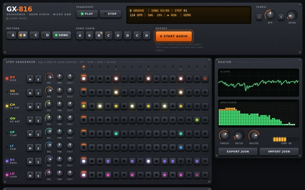 Claude Fable 5.1, Claude Code: Drum machine daw: render