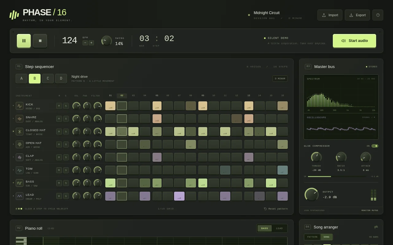 GPT-6 Astra, Codex CLI: Drum machine daw: render