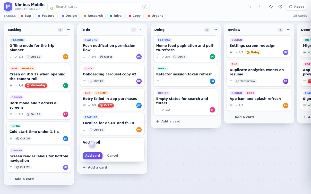 DeepSeek V4.1 Flash's output for Kanban board