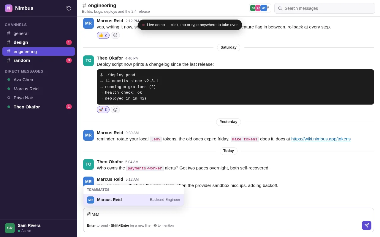Claude Fable 5.1's output for Team chat