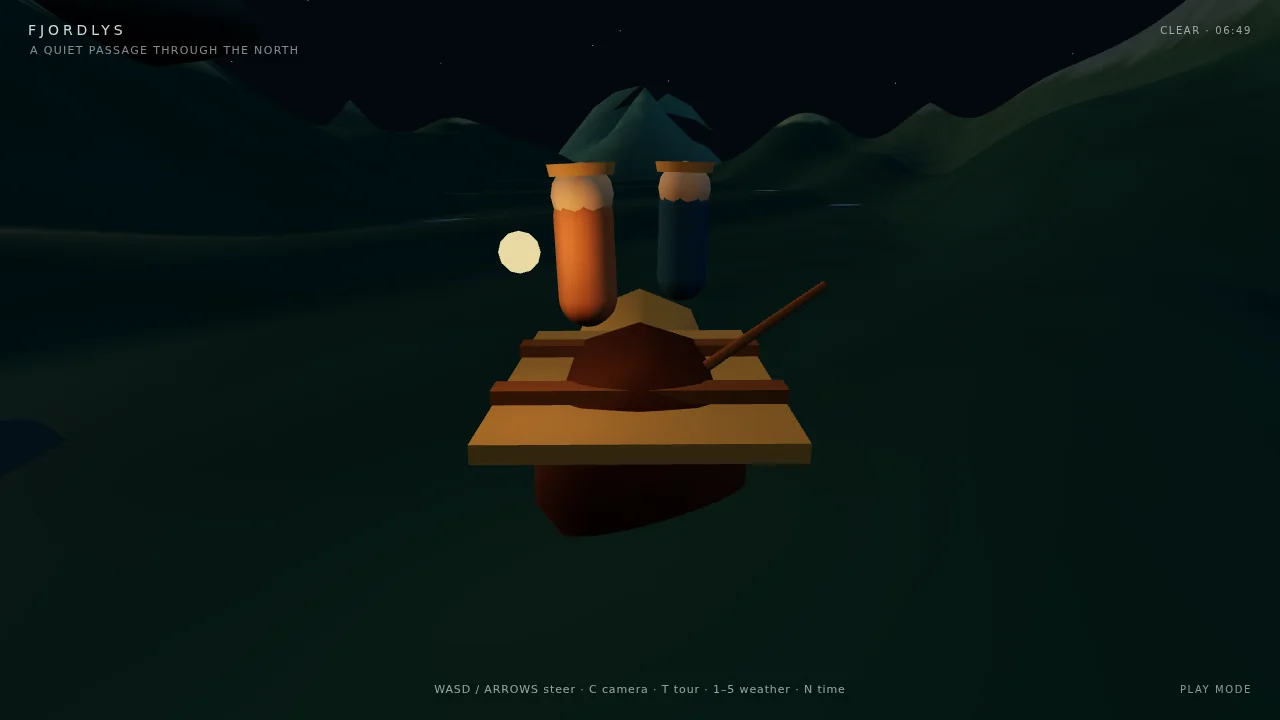 Space Bunny Alpha's output for Fjord scene (Three.js)