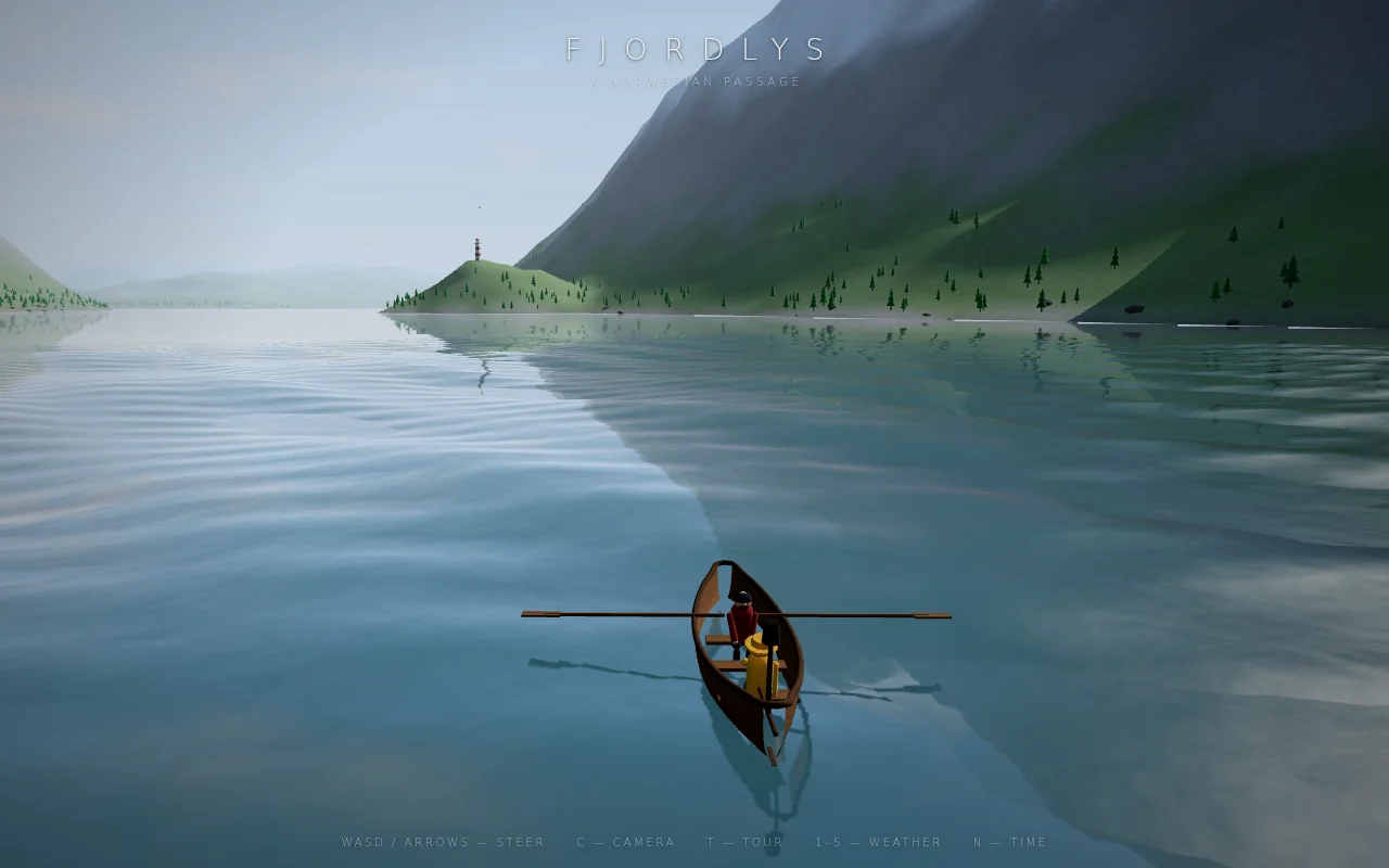 Kimi K3's output for Fjord scene (Three.js)