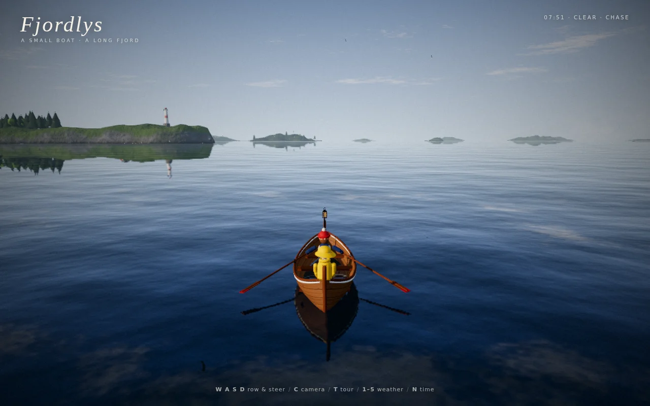 Claude Opus 5.5's output for Fjord scene (Three.js)