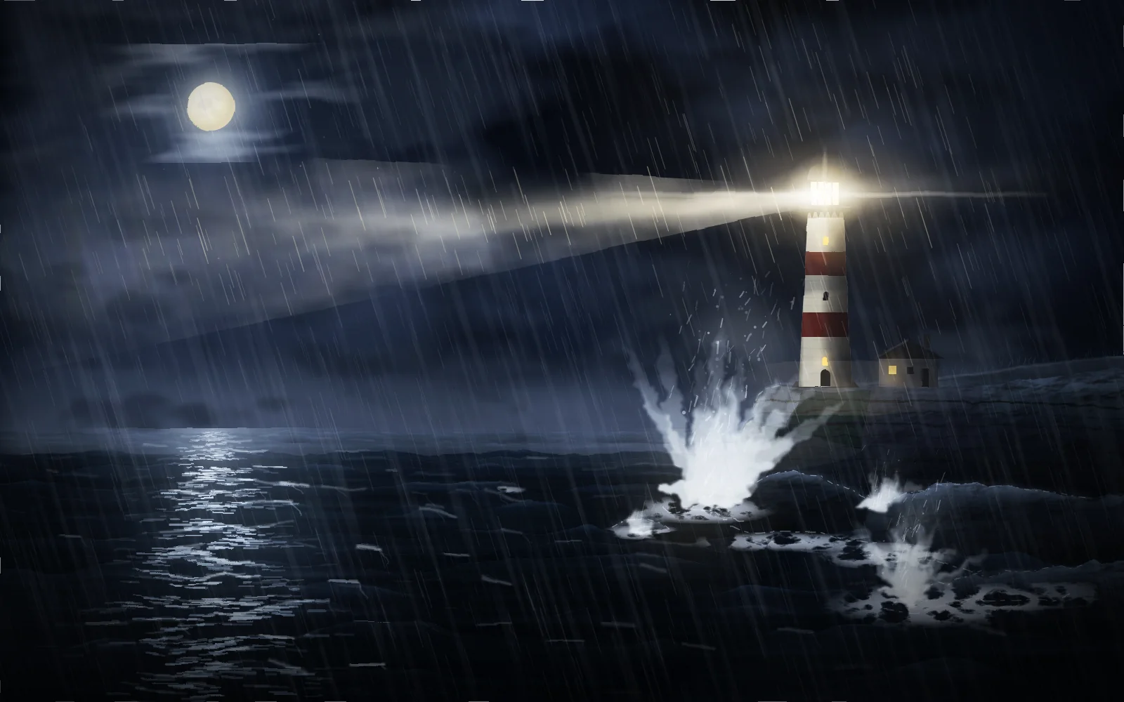 Claude Fable 5.1's SVG for Lighthouse on a headland at night