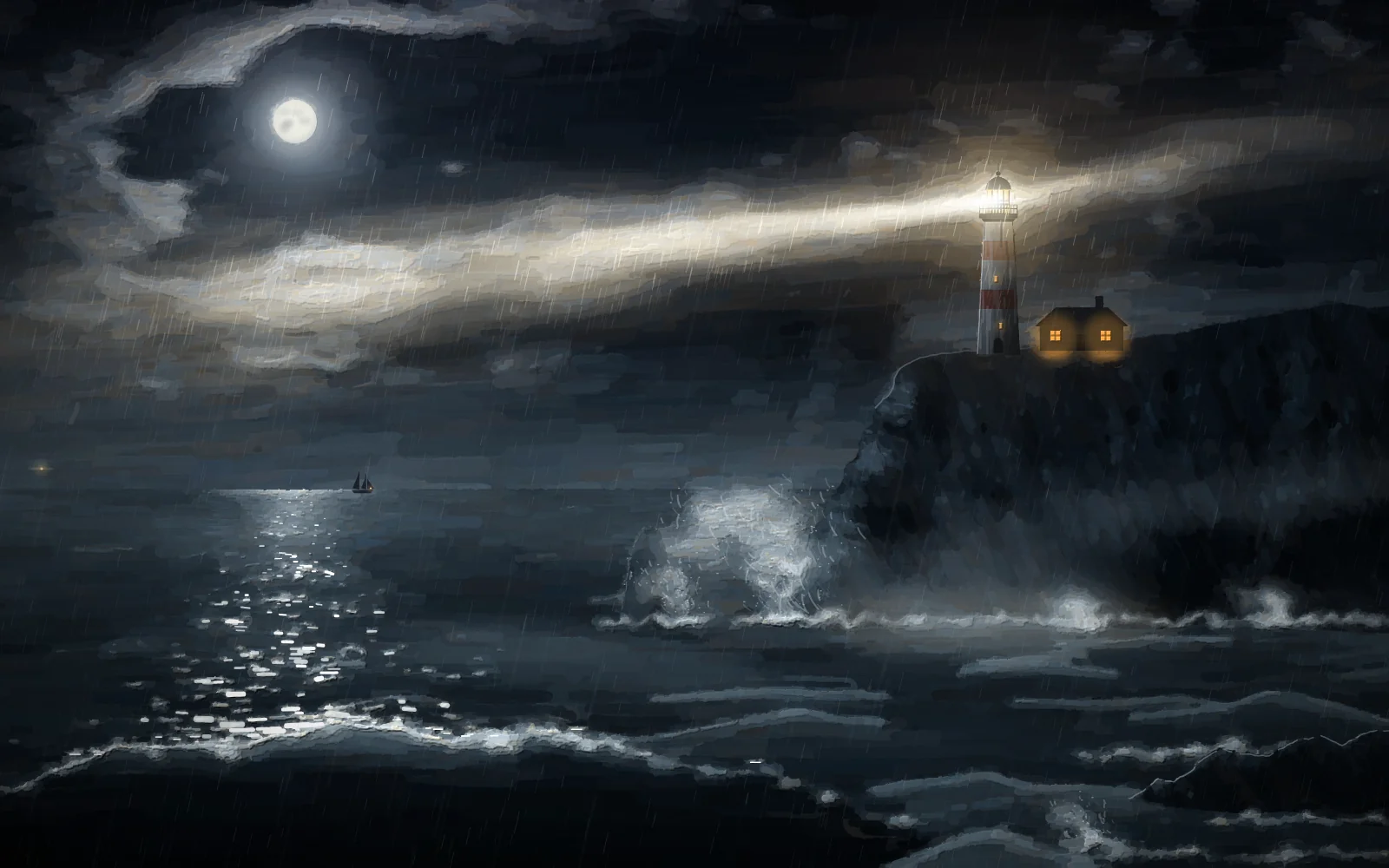 Claude Opus 5.5's SVG for Lighthouse on a headland at night