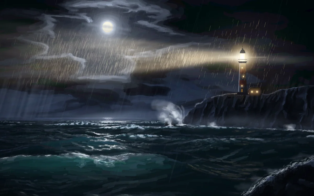 Claude Opus 5.5's SVG for Lighthouse on a headland at night