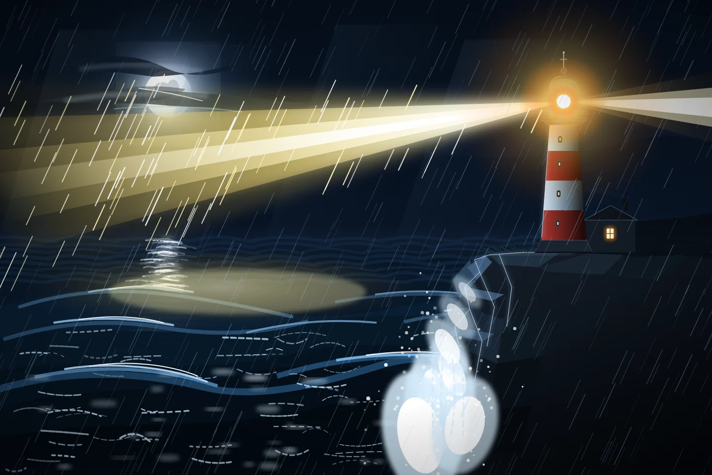 Gemini 3.8 Flash's SVG for Lighthouse on a headland at night