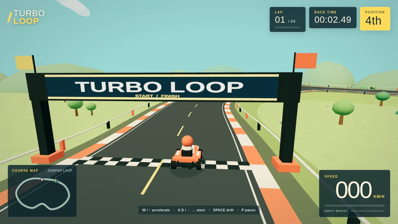 GPT-6 Sol's output for One prompt 3D kart racer