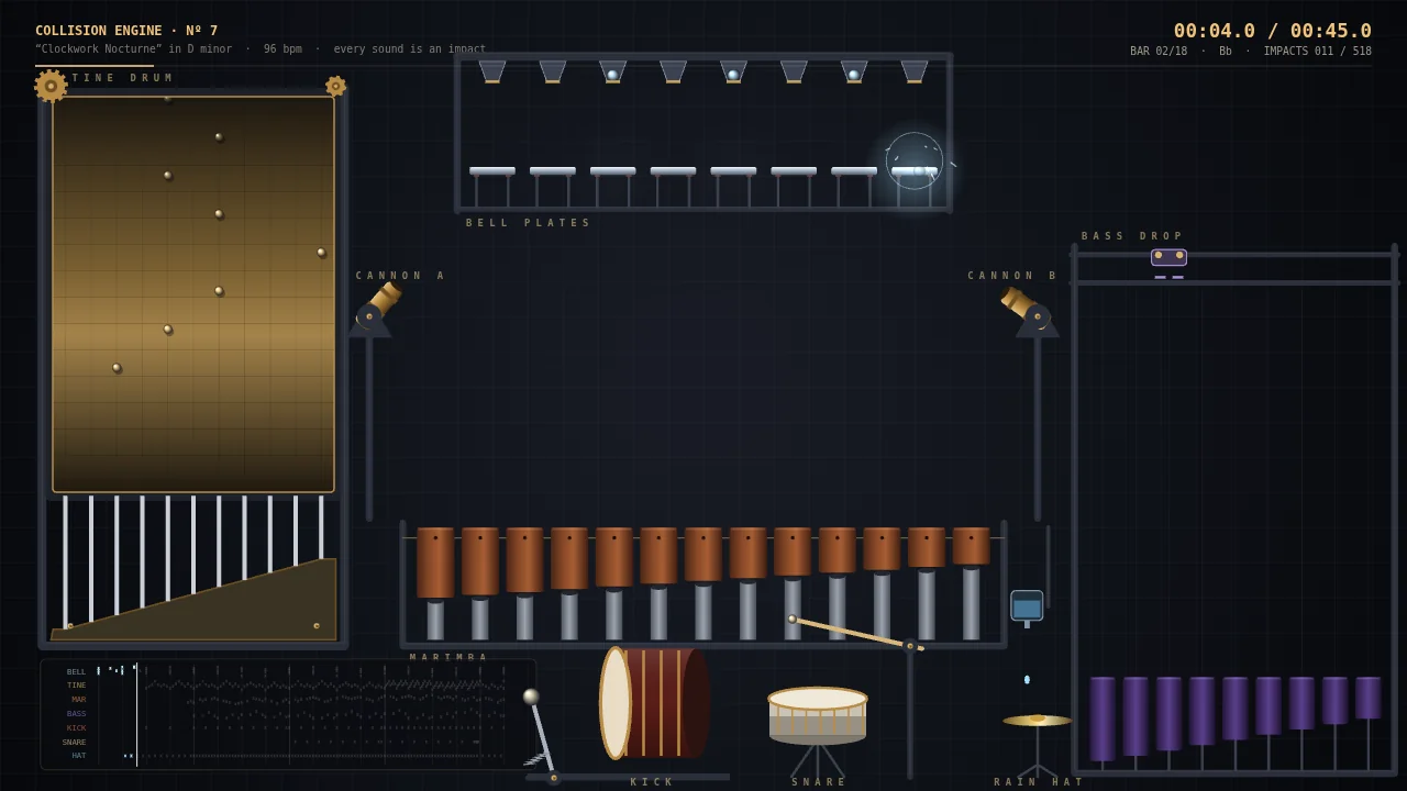 Claude Opus 5.5's output for Collision music machine