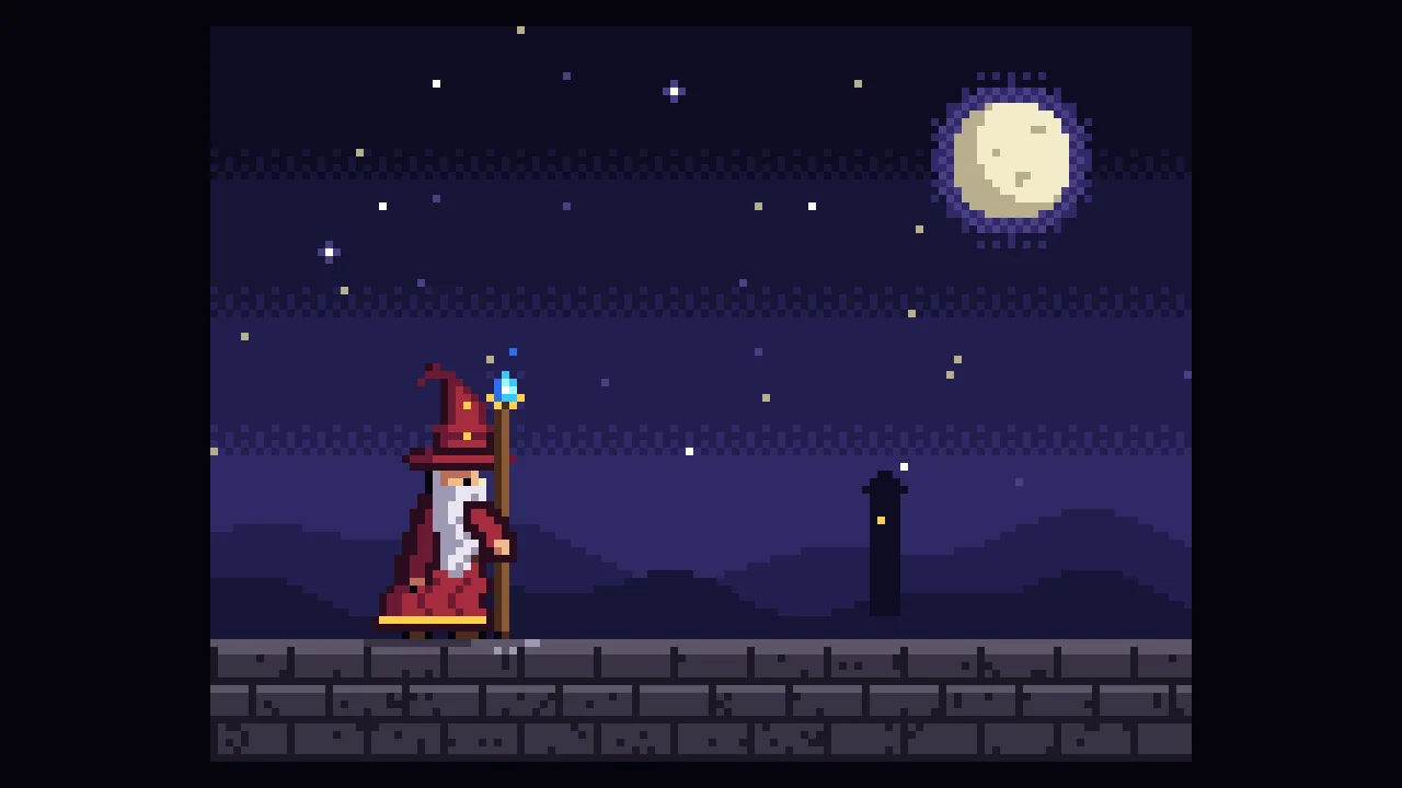 Claude Opus 5.5's output for 16-bit pixel wizard sprite loop