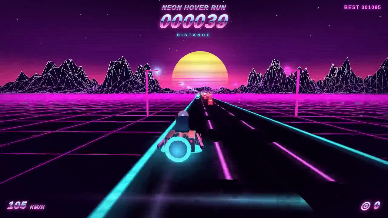 Claude Opus 5.5's output for Synthwave hover-bike racer on a neon grid highway (Three.js)