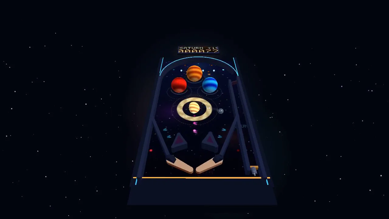 qwen3p8-max's output for Outer-space pinball table with planet bumpers (Three.js)