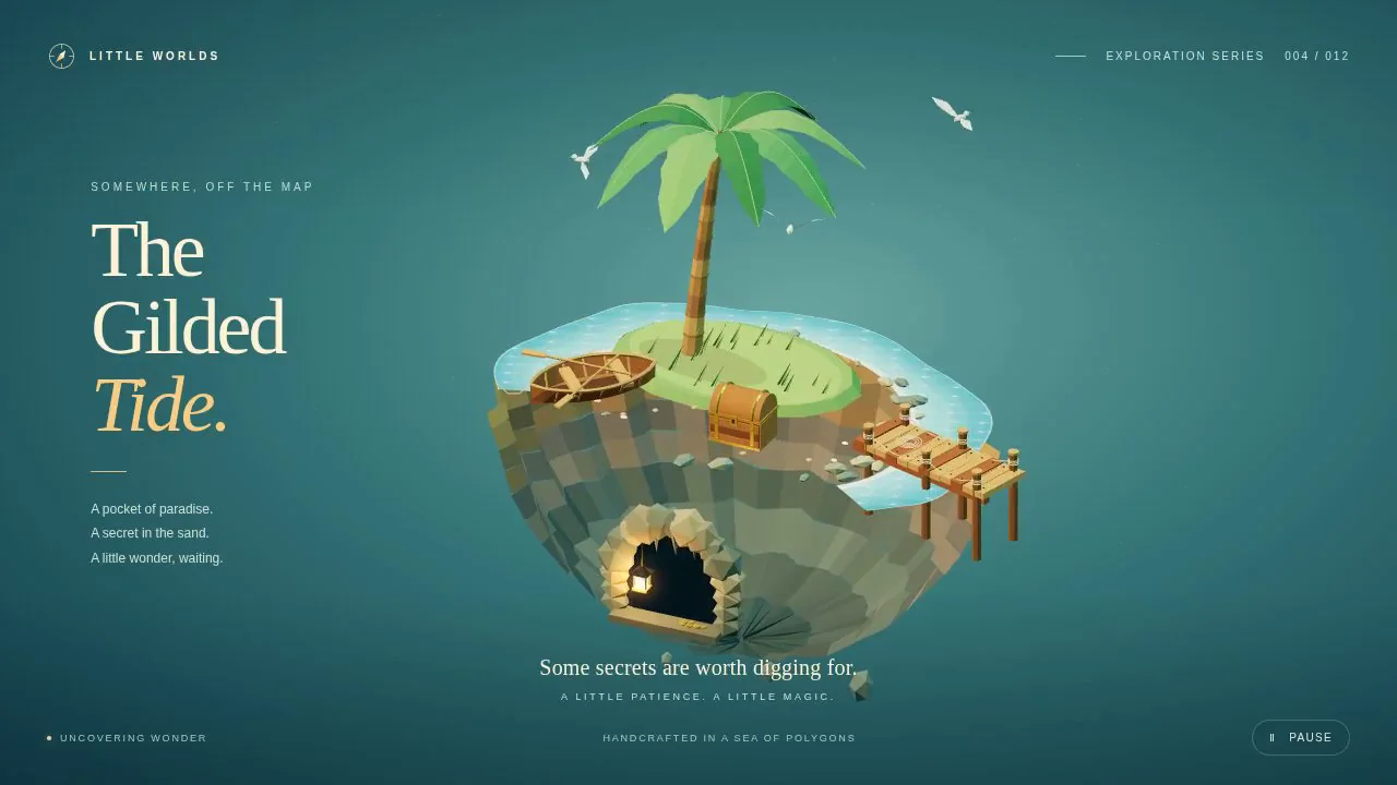GPT-6 Astra's output for Floating pirate island diorama with a cliff cross-section (Three.js)