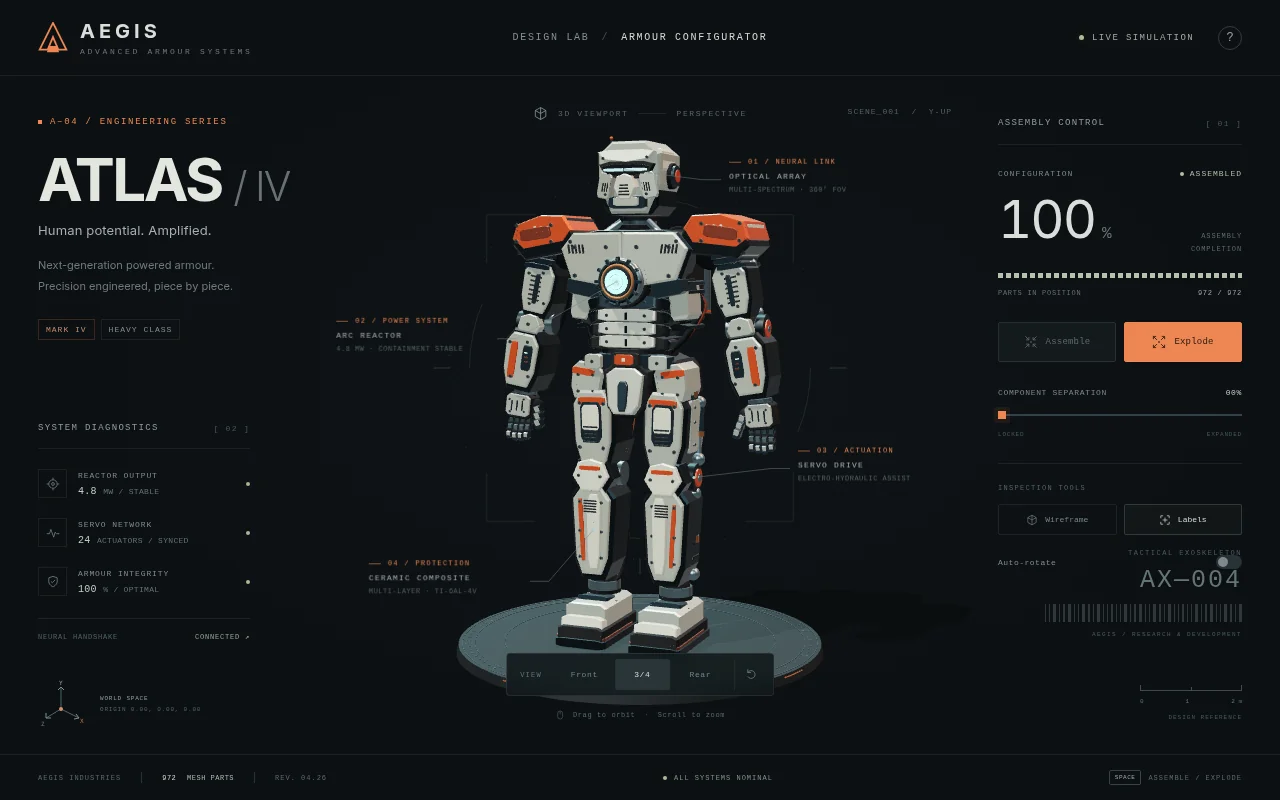 GPT-6 Astra's output for Procedural armor suit