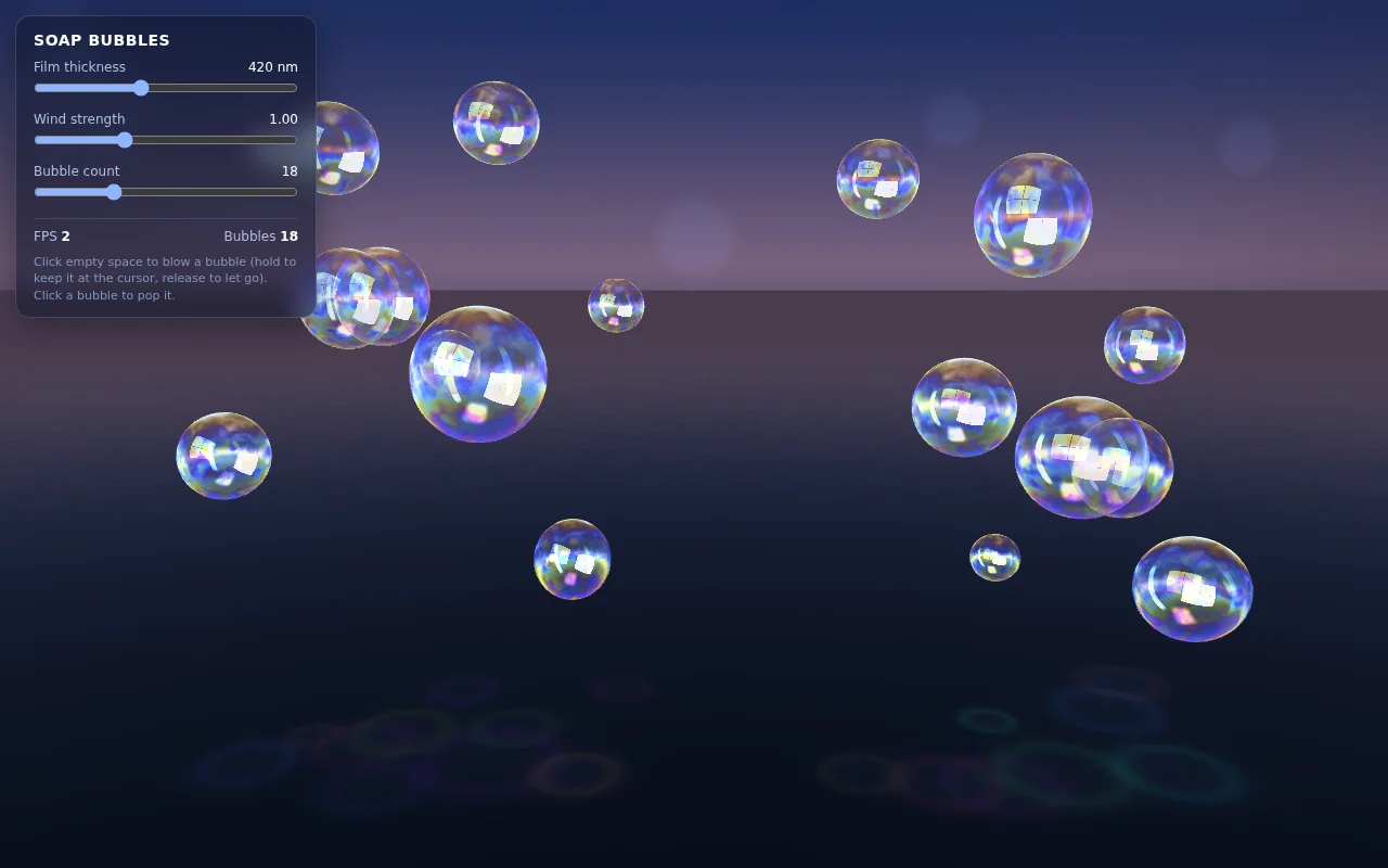Claude Sonnet 5.5's output for Soap bubble shader playground