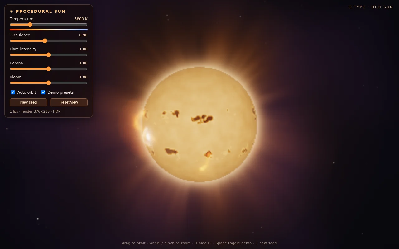 Claude Opus 5.5's output for Volumetric raymarched sun