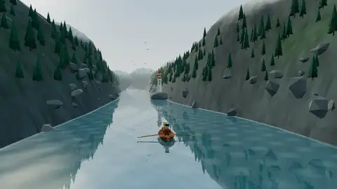 GPT-6 Sol, Codex CLI: Fjord scene (Three.js)