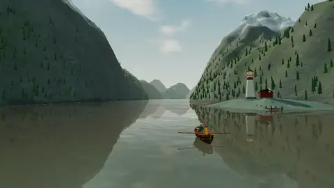 GPT-6 Astra, OpenCode: Fjord scene (Three.js)