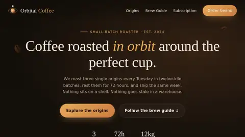 Claude Fable 5.1, Raw API (one-shot): 003 Orbital Coffee Landing
