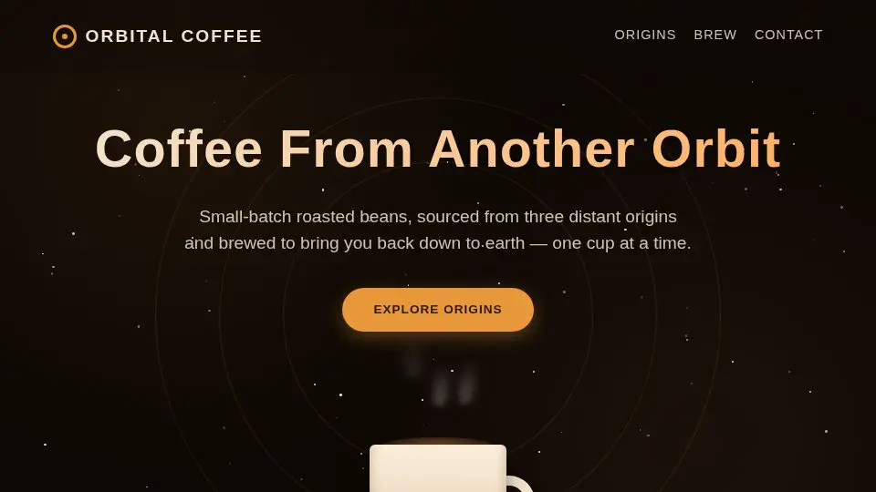 Claude Sonnet 5's output for 003 Orbital Coffee Landing