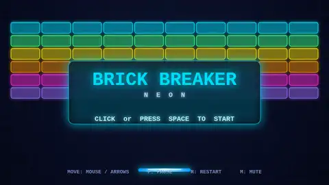 DeepSeek V4.1 Flash, Raw API (one-shot): 004 Brick Breaker Neon
