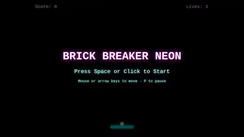DeepSeek V4 Pro, Raw API (one-shot): 004 Brick Breaker Neon