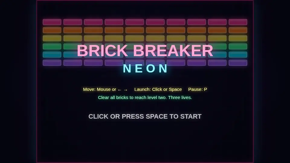Claude Fable 5.1's output for 004 Brick Breaker Neon