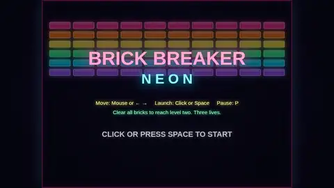 Claude Fable 5.1, Raw API (one-shot): 004 Brick Breaker Neon