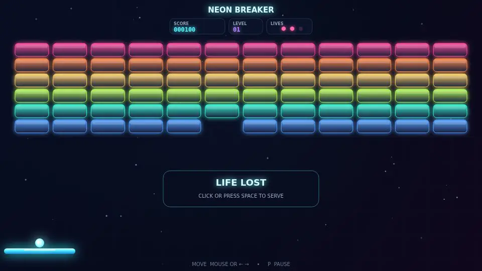 GPT-6 Luna's output for 004 Brick Breaker Neon