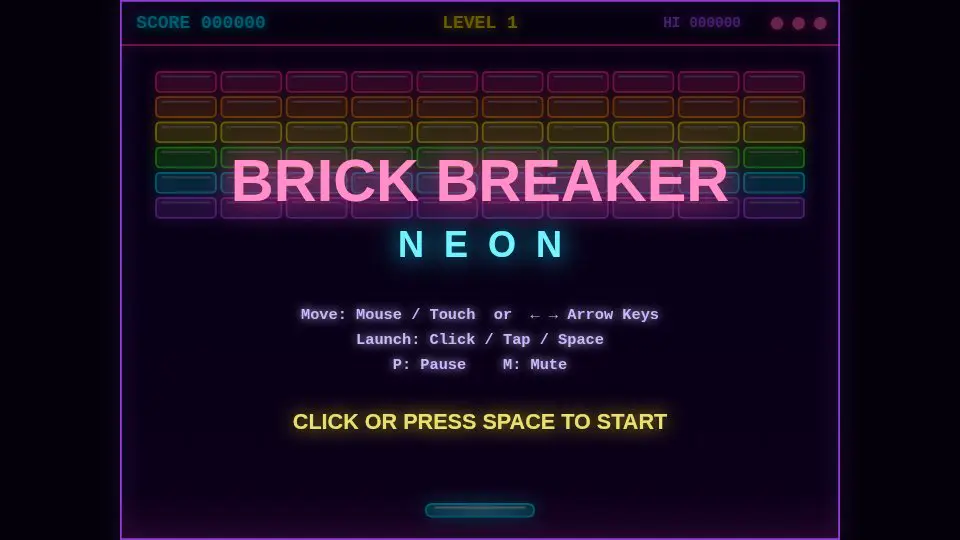 Claude Opus 5.5's output for 004 Brick Breaker Neon