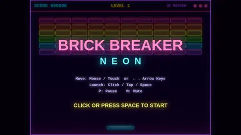 Claude Opus 5.5, Raw API (one-shot): 004 Brick Breaker Neon