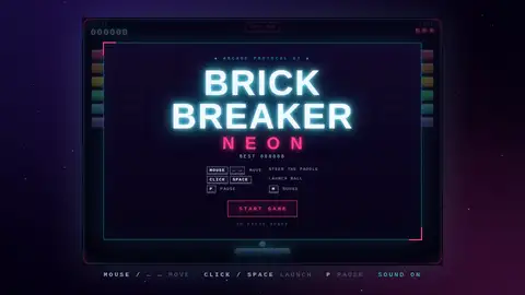 Qwen3.8 Max, Raw API (one-shot): 004 Brick Breaker Neon