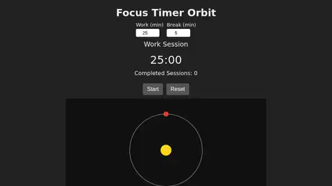 gpt-oss-120b, Raw API (one-shot): 005 Focus Timer Orbit