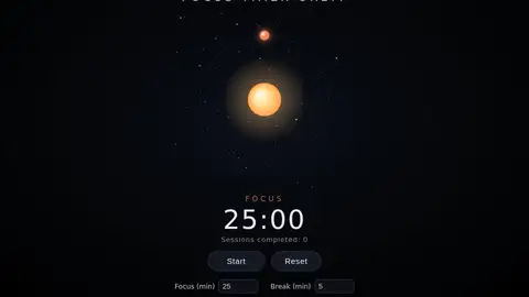 Claude Sonnet 5, Raw API (one-shot): 005 Focus Timer Orbit