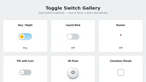 Claude Sonnet 5, Raw API (one-shot): 010 Toggle Switch Gallery