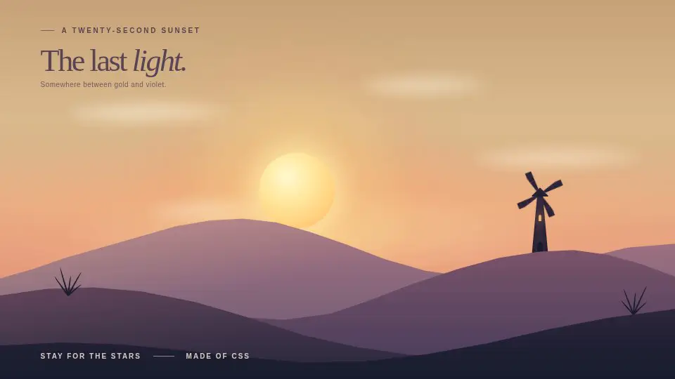 GPT-6 Sol's output for 011 Pure CSS Sunset