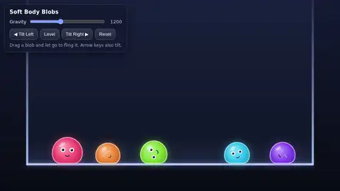 Claude Fable 5.1, Raw API (one-shot): 013 Soft Body Blobs