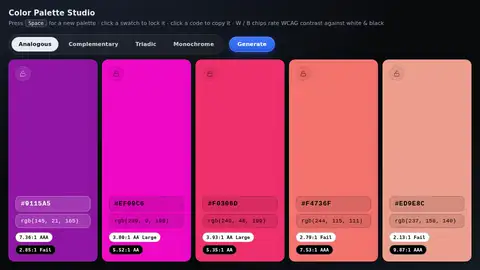 DeepSeek V4.1 Flash, Raw API (one-shot): 015 Color Palette Studio