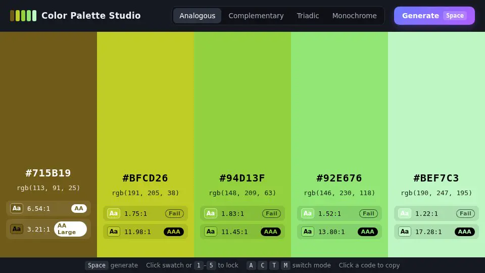 Claude Opus 5.5's output for 015 Color Palette Studio