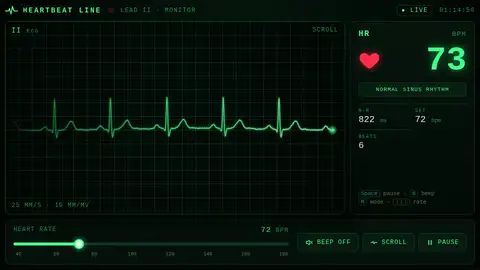 Claude Opus 5.5, Raw API (one-shot): 016 Heartbeat Line
