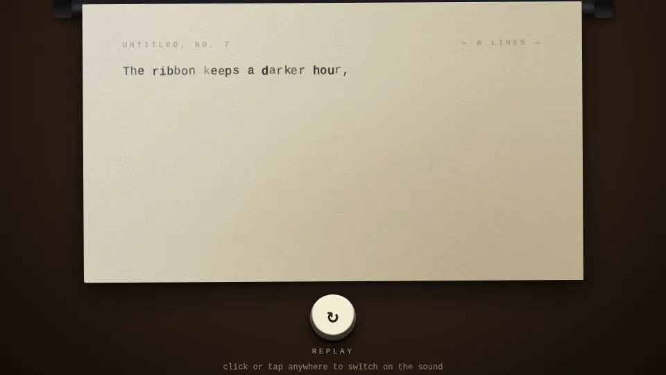Claude Fable 5.1's output for 017 Typewriter Poem