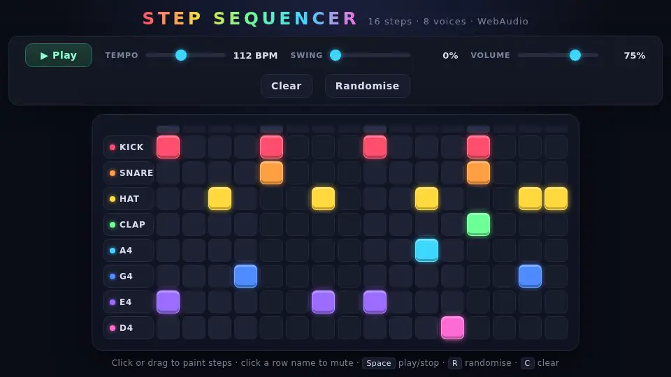 Claude Opus 5.5's output for 018 Step Sequencer Grid