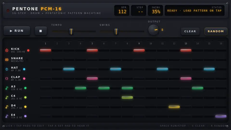 Qwen3.8 27B's output for 018 Step Sequencer Grid