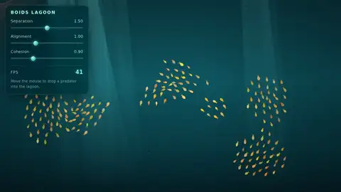 DeepSeek V4.1 Flash, Raw API (one-shot): 019 Boids Lagoon