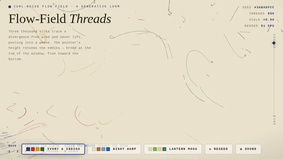 Qwen3.8 27B's output for 047 Flow Field Threads