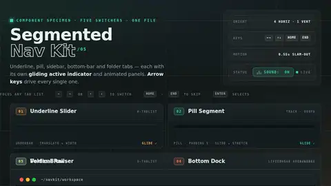 Qwen3.8 27B, Raw API (one-shot): 060 Segmented Nav Kit