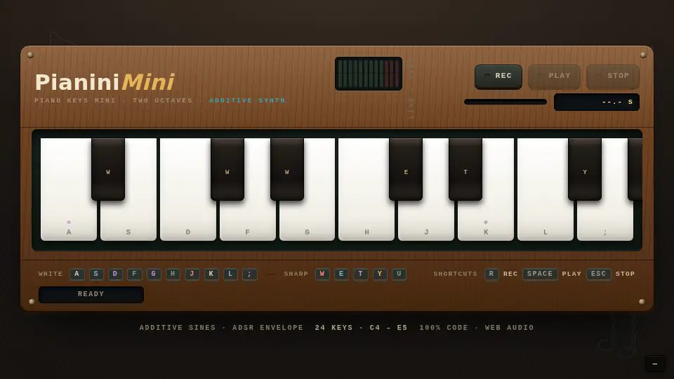 Qwen3.8 27B's output for 068 Piano Keys Mini