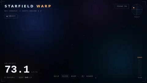 Qwen3.8 27B, Raw API (one-shot): 072 Starfield Warp