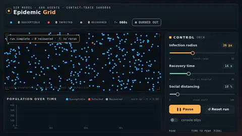 Qwen3.8 27B, Raw API (one-shot): 084 Epidemic Grid
