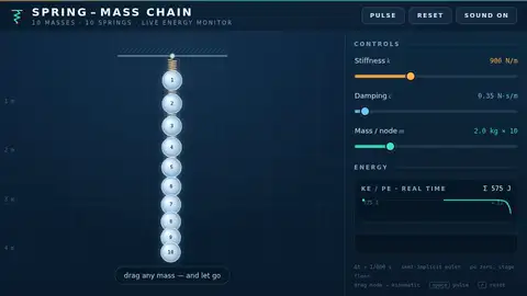 Qwen3.8 27B, Raw API (one-shot): 088 Spring Mass Chain
